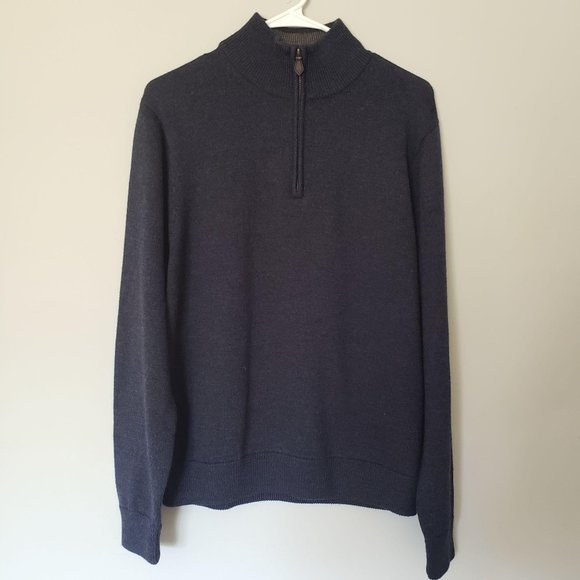 Brooks Brothers Other - Brooks Brothers Blue Merino Wool 1/4 Zip Sweater M